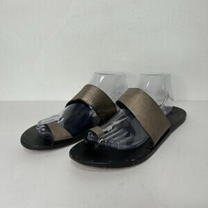 Beek Finch Womens Size 11 Leather Toe Ring Sandals Flat Handmade Metallic Shoes